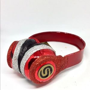 New Red Headphones Glass Christmas Tree  Ornament Holiday Decor